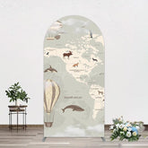 Aperturee - Aperturee Animals World Map Adventure Travel Arch Backdrop